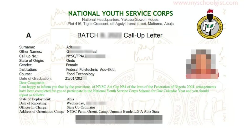 NYSC 2026 Call Up Letter, All You Need to Know
