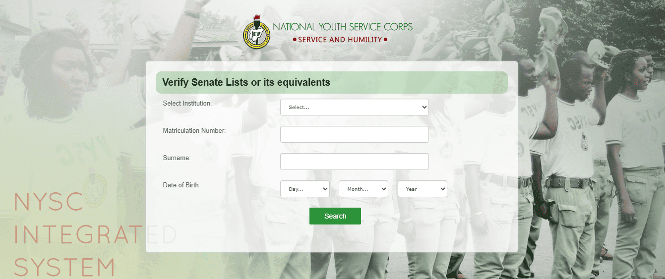 NYSC Senate List Portal